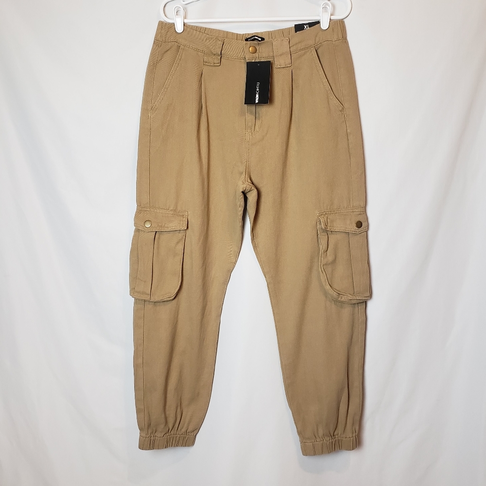 Fashion Nova Cargo High Waisted Pants Size XL - Picture 4 of 11